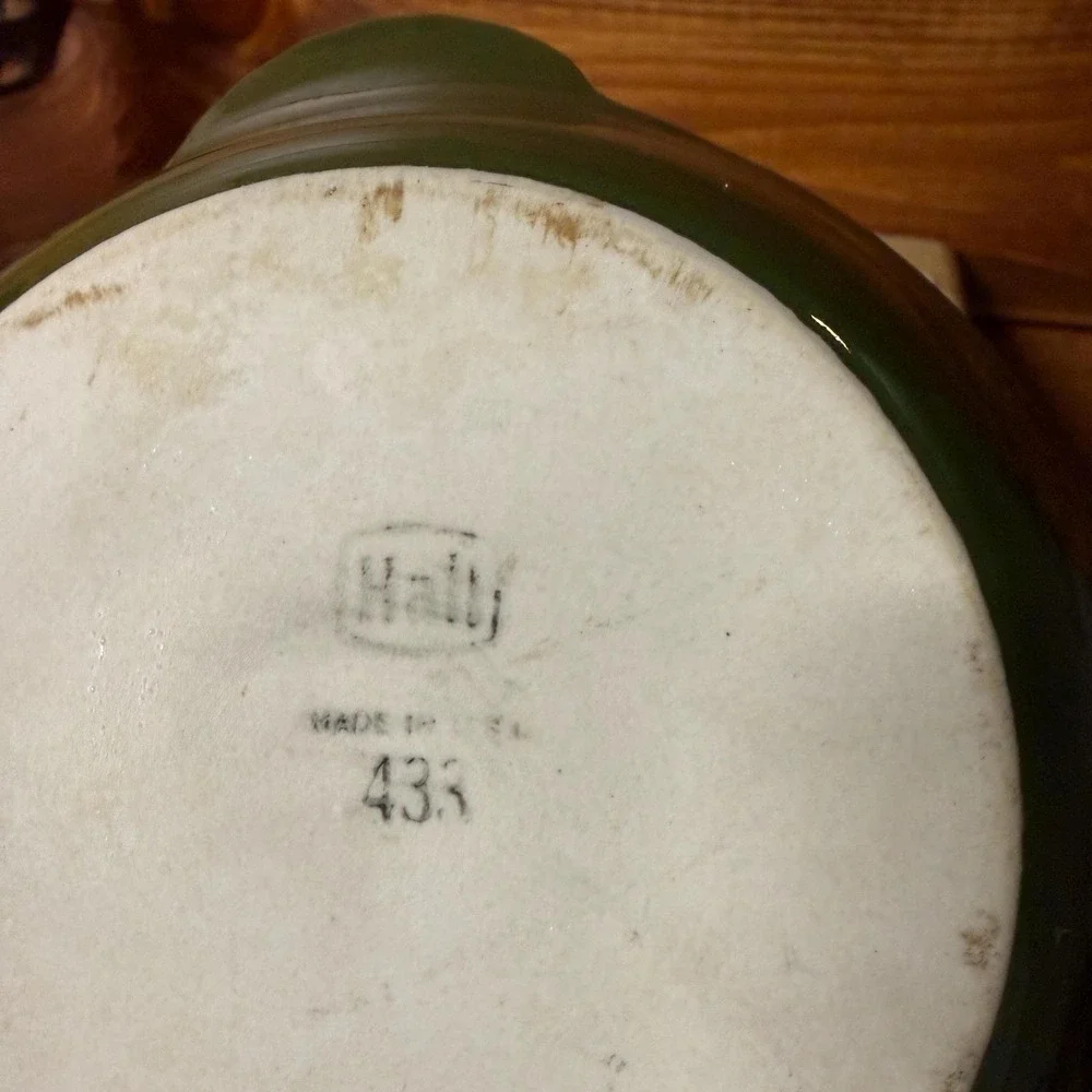 Vintage Hall China Round Au Gratin Dish | Forest Green Individual Baker 435